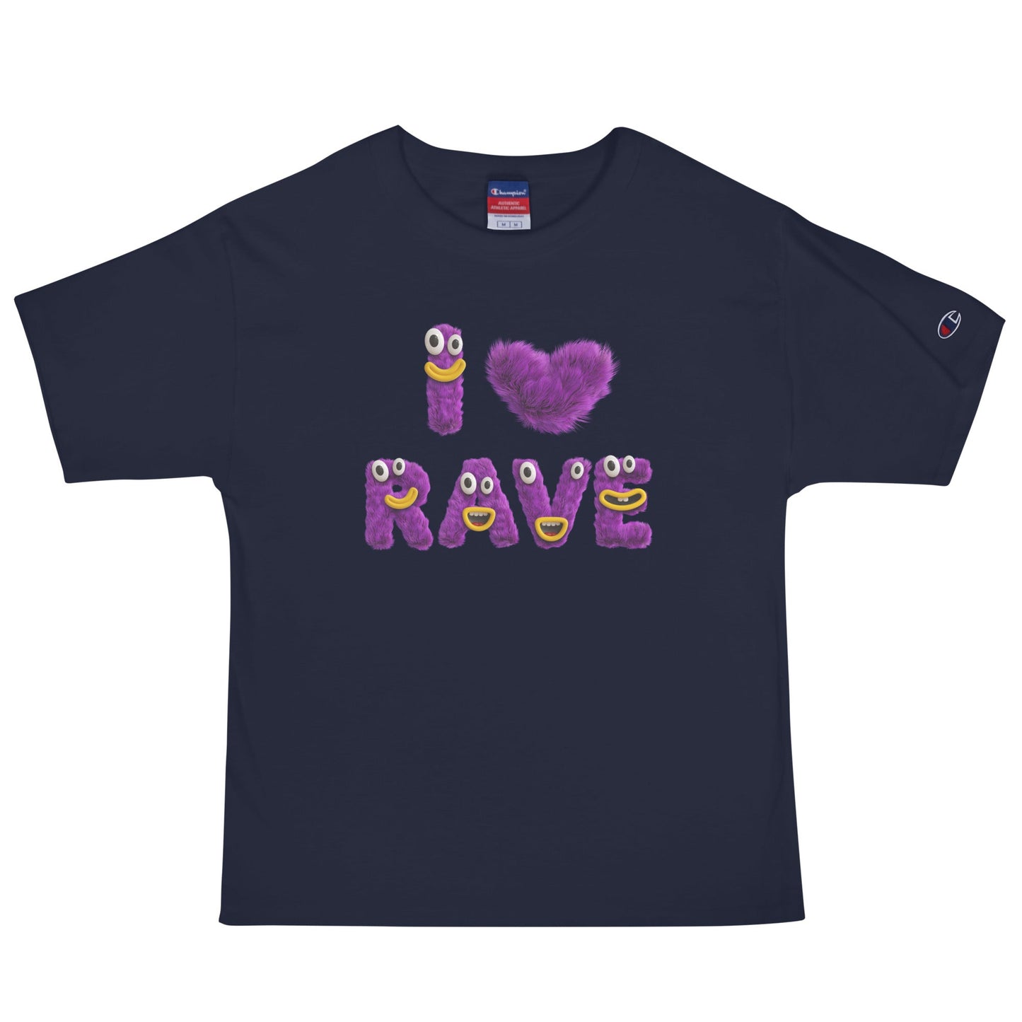 I ♥ Rave (Fuzzy Monster) - T Shirt - BERRR SHOP