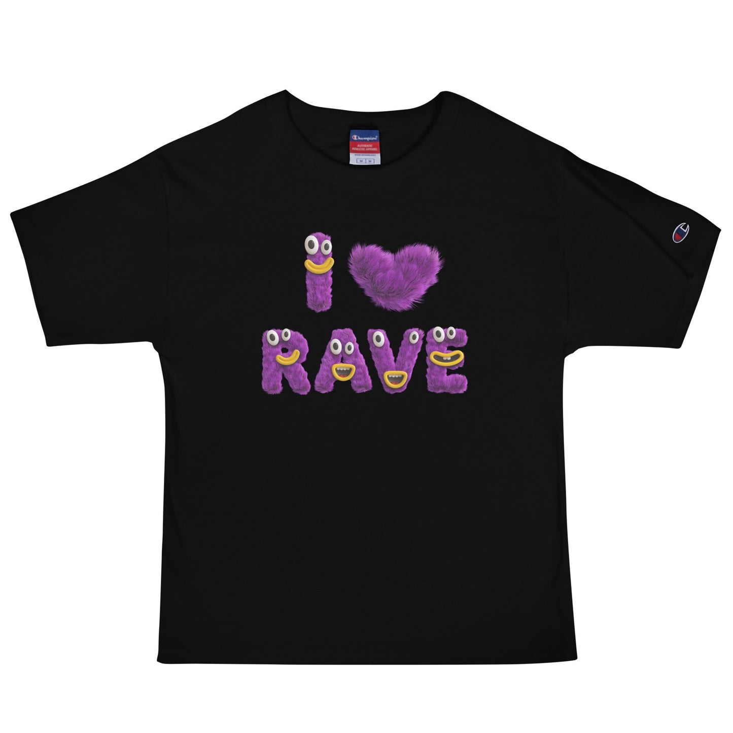I ♥ Rave (Fuzzy Monster) - T Shirt - BERRR SHOP